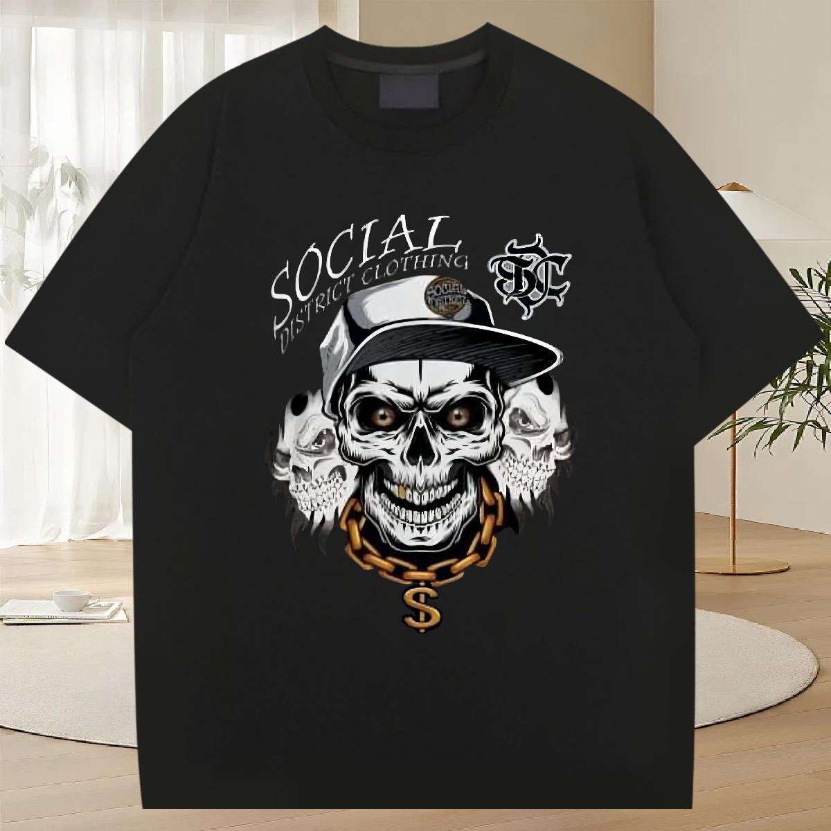 Brand T Shirts Men Skull Hip Hop Street Couples T Shirts Round Neck Short Sleeve Classic