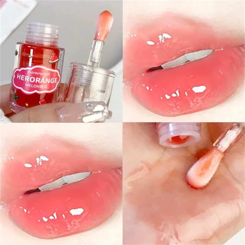 Peach Fruit Oil Makeup Moisturizing Clear Grape Transparent Glass Long-Lasting Hydrating Lip Gloss Liquid Lipstick Cosmetics