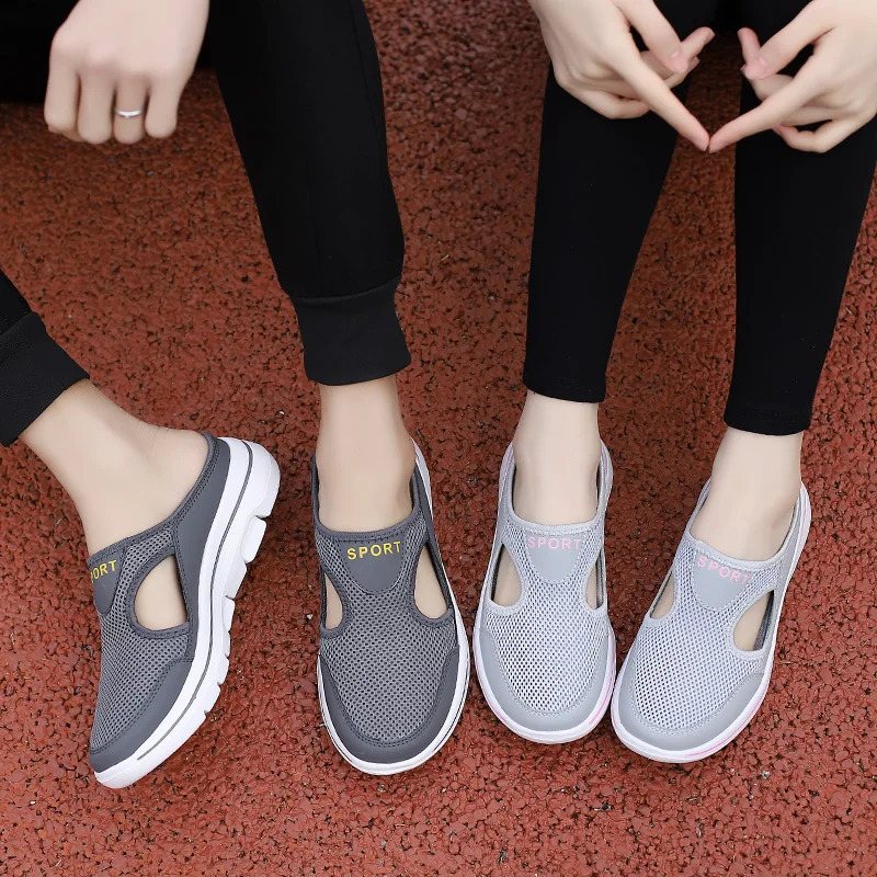 Womens Slippers Sandals Summer Fashion Leisure Net Beach Slippers Womens Breathable Flat Shoes Couple Family Slippers 240606