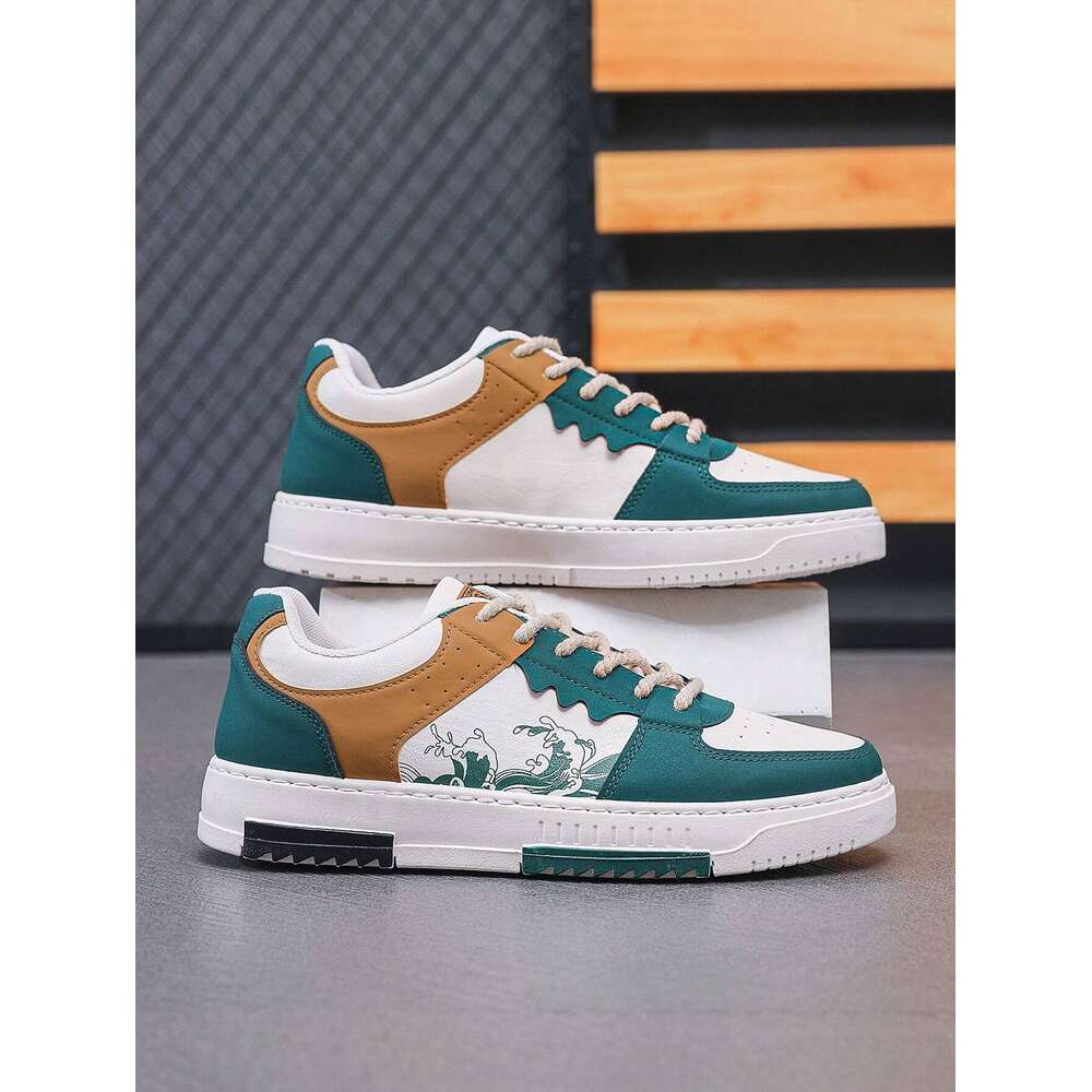 Ddmyoutdoor Men Colorblock Skate Shoes Lace Up Front Sporty Sneakers Outdoor