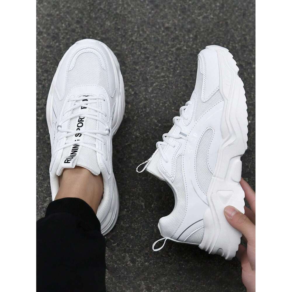 Ddmysports Men S Fashionable Breathable Slip Resistant Low Top Sneakers With Lace Up Solid Color Comfortable And Durable Chunky Casual Shoes OUTDOOR