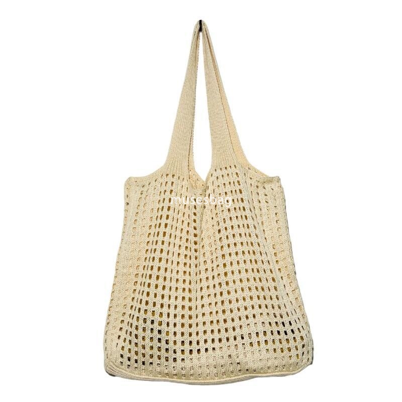 New Korean Dongdaemun Knitted Bag Hollow Bag Minimalist Bag Single Shoulder Bag Beach Bag Handbag Women's Bag Commuting Large Capacity Small Bag