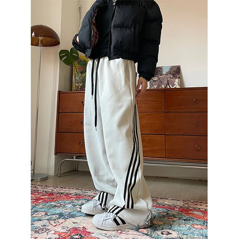 MEXZT S-3Xl Y2K Striped Sweatpants Women Streetwear Oversized Joggers Summer Harajuku Black Wide Leg Pants Korean Baggy Trousers 240530
