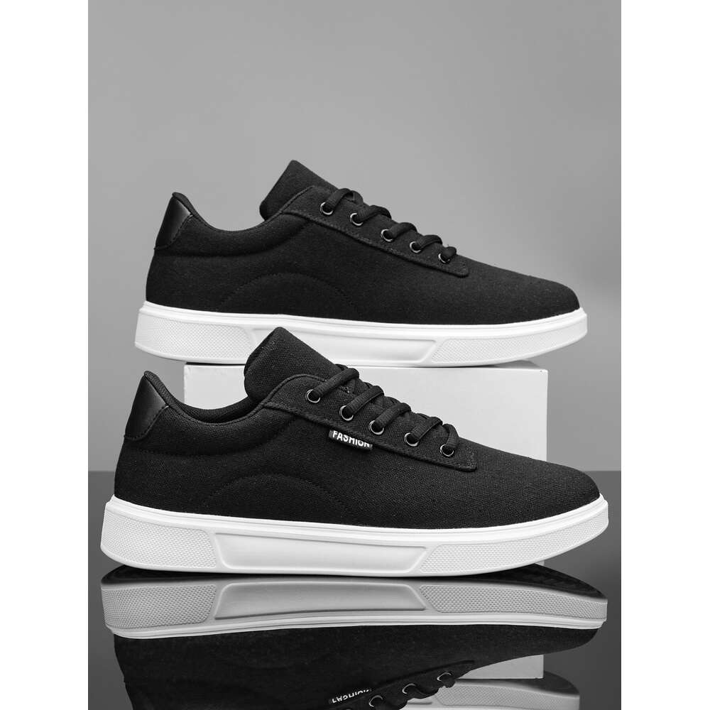 S Fashionable Men Breathable Canvas Shoes Minimalist Design Solid Color Flat Heels Ddmysaturn