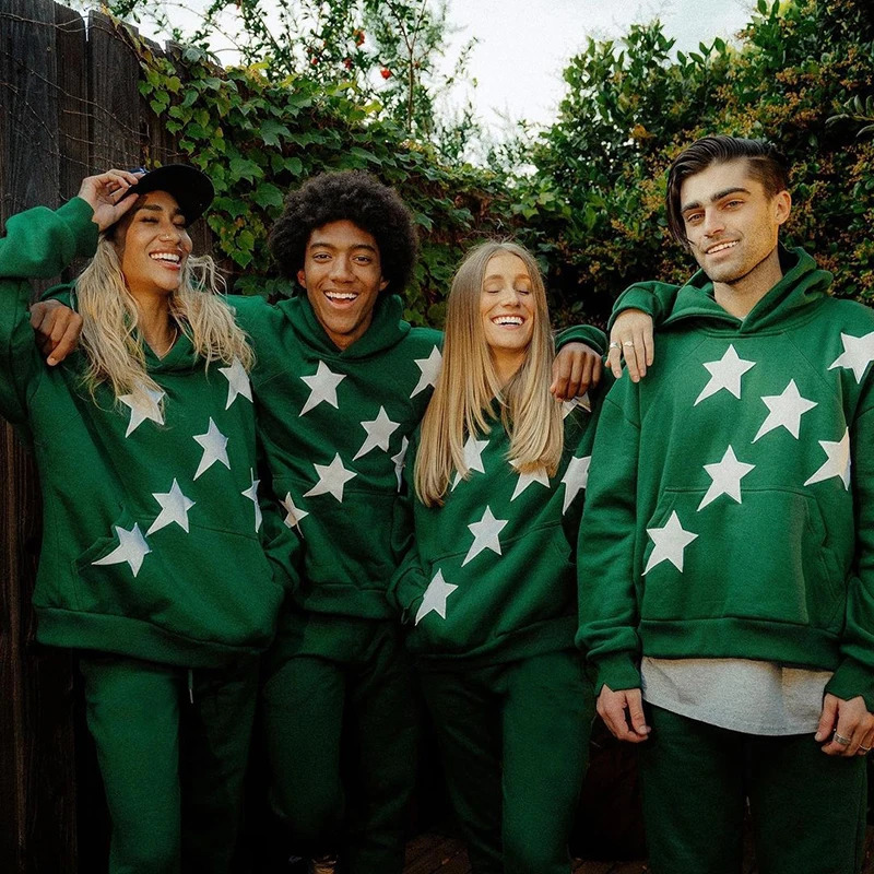 Harajuku Hip-hop Women Men Sweatshirts Streetwear Y2k Tops Stars Print Grunge Goth Zip-Up Hoodies kpop clothes Y2K 240601