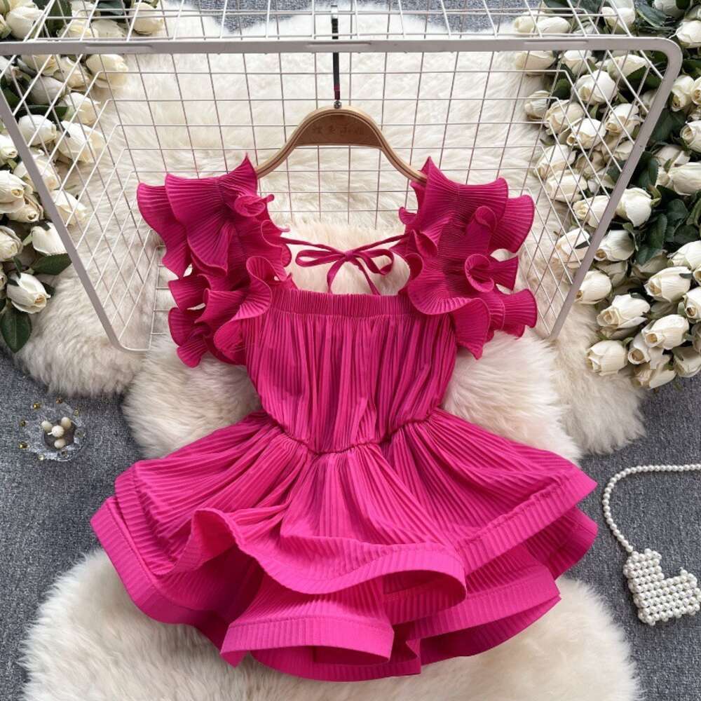 Fashionable and unique top for women in the summer of 2024 new niche design with ruffled edges pleated waist and tie up shirt trend