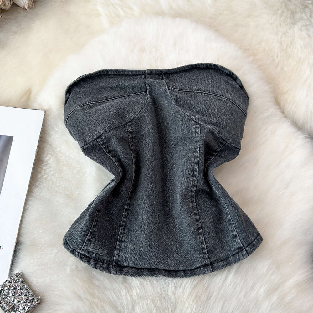 Spicy Girl Cowboy Bra Vest for Womens Outwear Summer Versatile Strapless Slim Fit Underwear Short Wrapped Chest Top