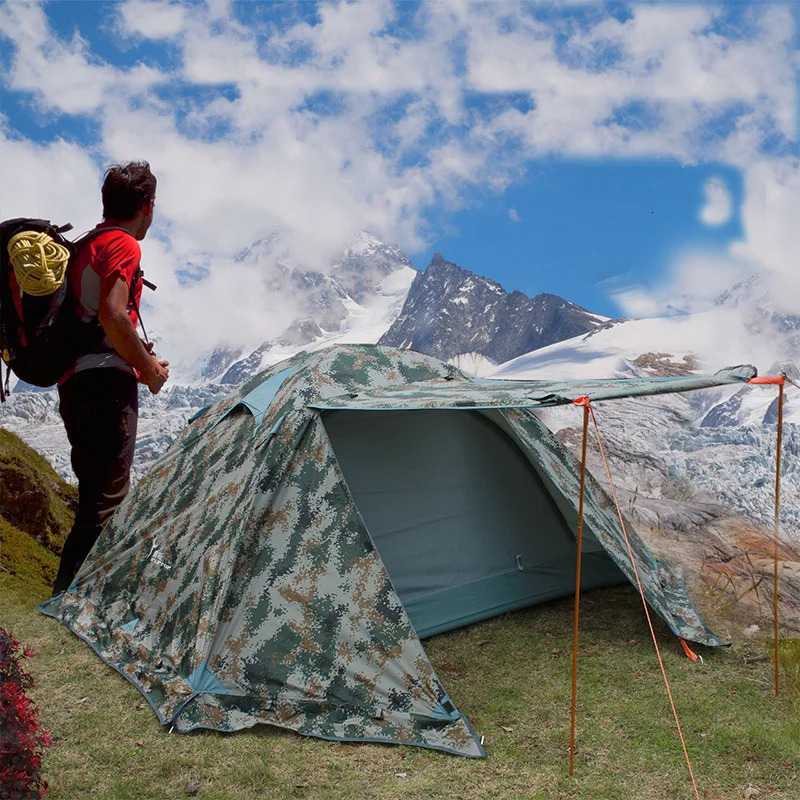 Flytop 2-3 Four Seasons Ski Tent Outdoor Camping Double layered Aluminum Pole Snow proof Family Ultra Light Travel 240528