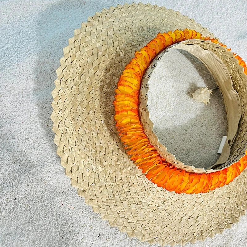 Fashion Straw Hat Sun Cap Summer Beach Crownless for Women Hats Hawaii Visors 240603