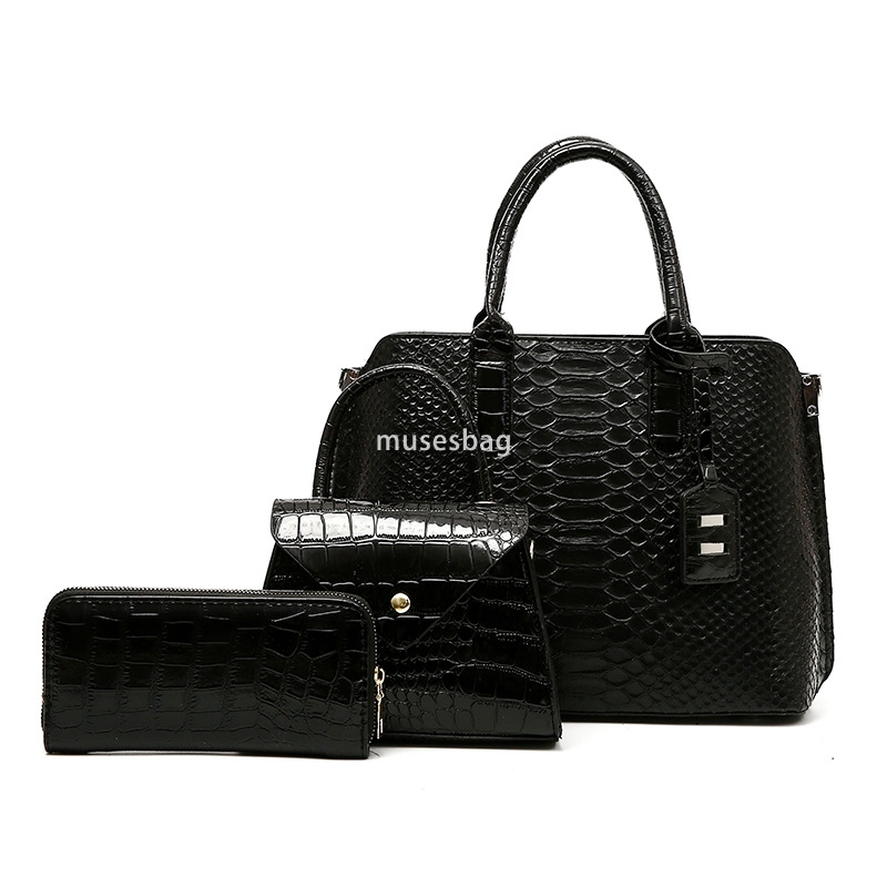 Fashion women's shoulder bag handbag PU leather three piece set, retro business, large capacity zippered crossbody bag in multiple colors, for us