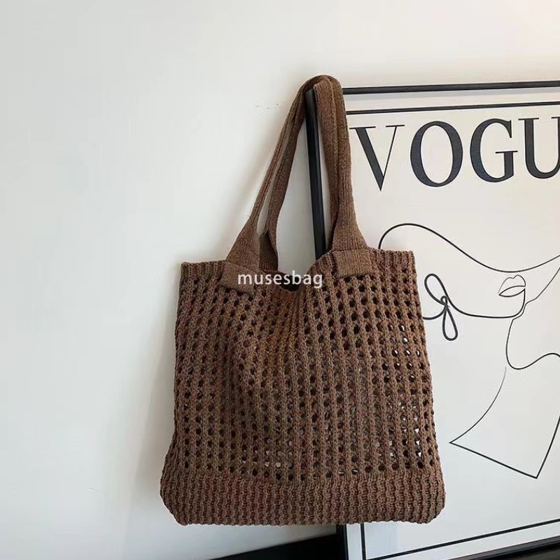 Luxury women's bags, knitted bags, fashionable minimalist woven bags, vintage tote bags, portable shopping bags, large capacity canvas shoulder b