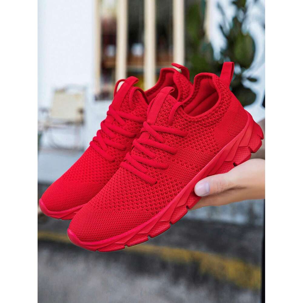 Mens Sporty Sneakers Athletic Gym Tennis Workout Running Casual Shoes Comfortable Footwear Trainers Red