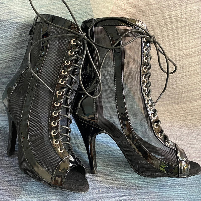 Womens Shiny Leather Dance Shoes Summer Silver Black Soft Edge Latin Dance Shoes Salsa Bachata Womens Dance Shoes 240606