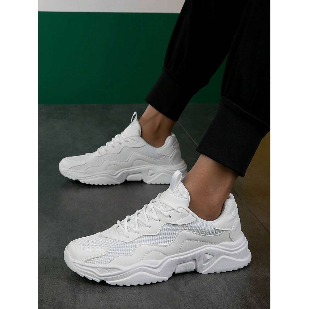 Minimalist Lace Men Up Front Sneakers Sporty Outdoor Fabric Chunky Ddmysaturn