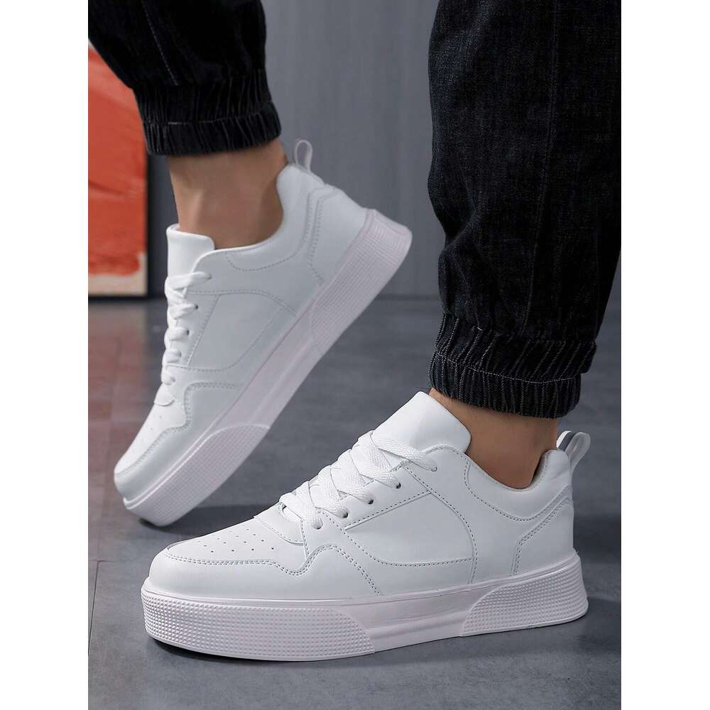 Ddmyoutdoor Men S Fashionable Chunky Sneakers With Contrast Color Design Lightweight Casual White Front Strap Skate Shoes