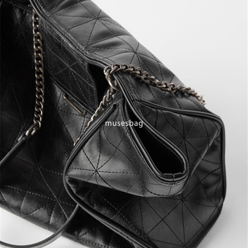 New high-end single shoulder bag with large capacity diamond grid zipper tote bag niche single shoulder handle shopping bag