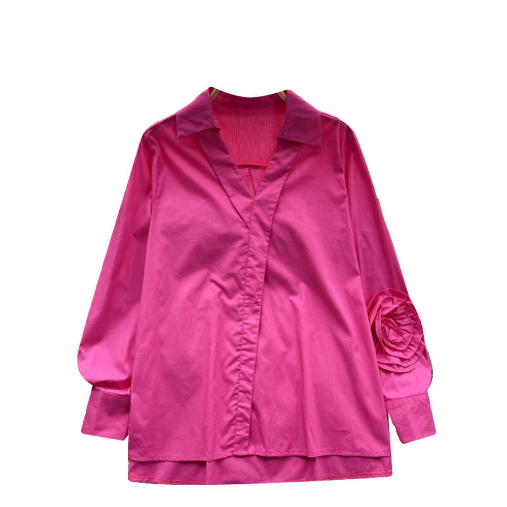 Spring Shirt Womens Design Sense Three Dimensional Flower Long Sleeves Fashionable Loose Slimming Casual Shirt Womens Top Spring