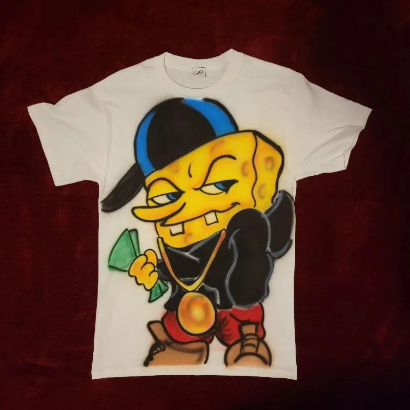 Street Vintage Cartoon Anime Print Short Sleeve T-shirt Men Y2k Harajuku Fashion Personality Sports Casual Oversized T-shirt 240530