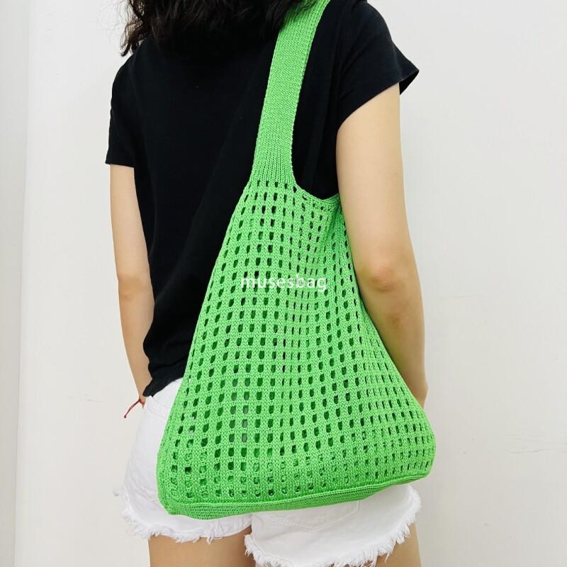 New Korean Dongdaemun Knitted Bag Hollow Bag Minimalist Bag Single Shoulder Bag Beach Bag Handbag Women's Bag Commuting Large Capacity Small Bag