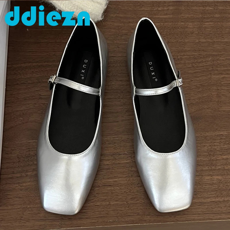 Fashion Womens Ballet Apartment Womens Dance Shoes Spring Buckle Shoulder Straps Light Womens Square Toes Womens Lolita Shoes 2024 240606