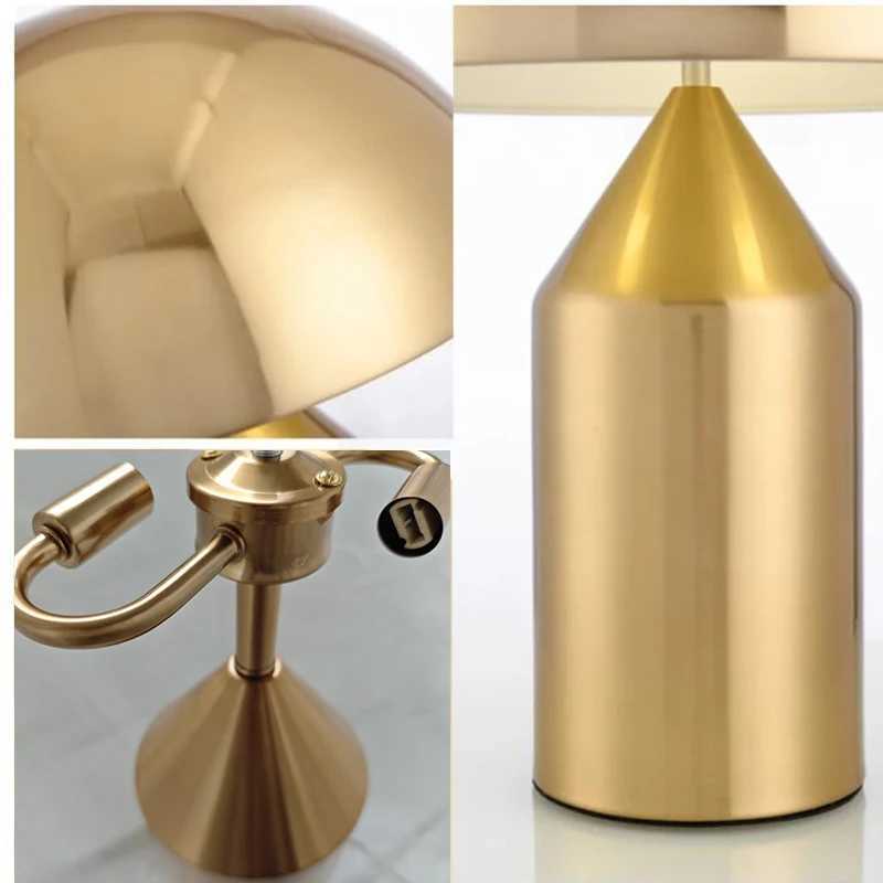 Desk Lamps Electroplating Nordic Black White Gold Mushroom Table Lamp for Desk Living Dining Room Bedroom Bedside Metal LED Desktop Decorat S2460555