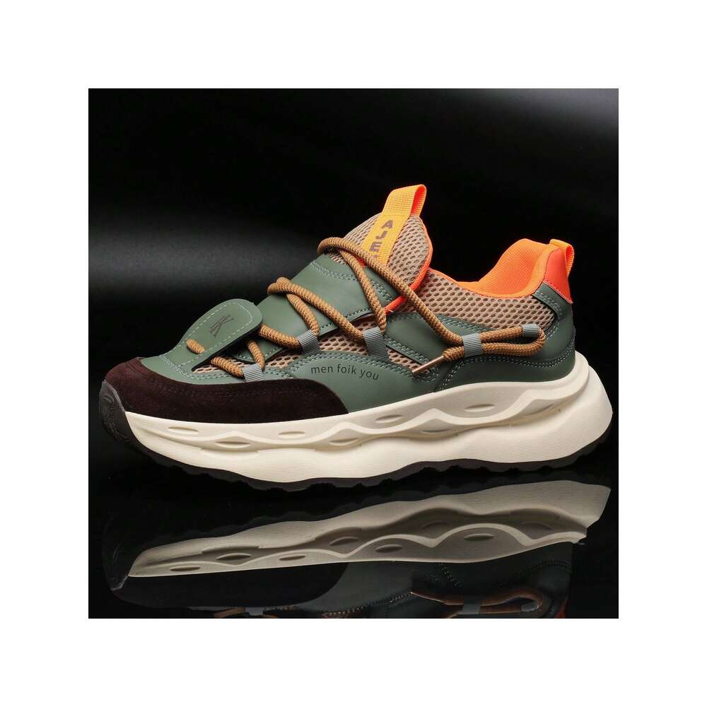Ddmyoutdoor Men S Trendy Sports Soft Sole Thick Bottom Running Shoes Breathable And Versatile Low Cut Shoes With Laces Slip Resistant PU Rubber Soles