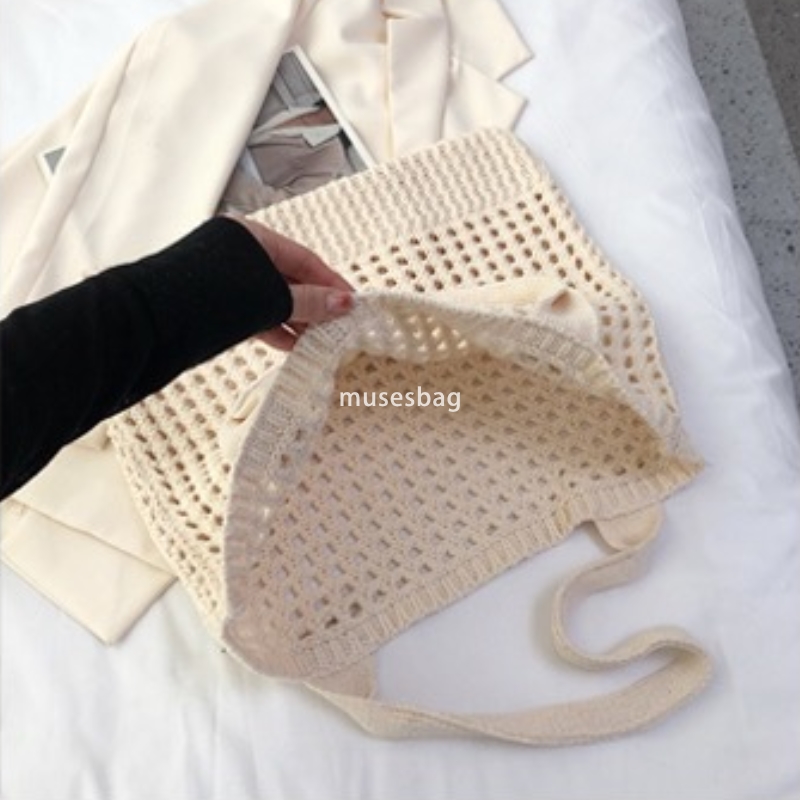 Luxury women's bags, knitted bags, fashionable minimalist woven bags, vintage tote bags, portable shopping bags, large capacity canvas shoulder b