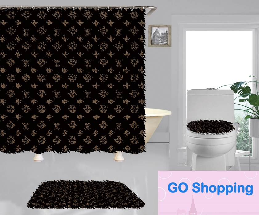 Fashion Unique Shower Curtains Waterproof Shower Curtain Set with Toilet Covers Bath Mats Bathroom Non-slip Rug Carpet Bathing Home Decor