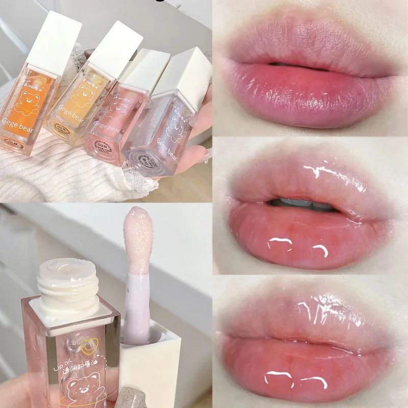 Crystal Jelly Oil Transparent Non-sticky Moisturizing Glitter Plumper Glossy Fades Lip Lines Lips Care Makeup Cosmetics