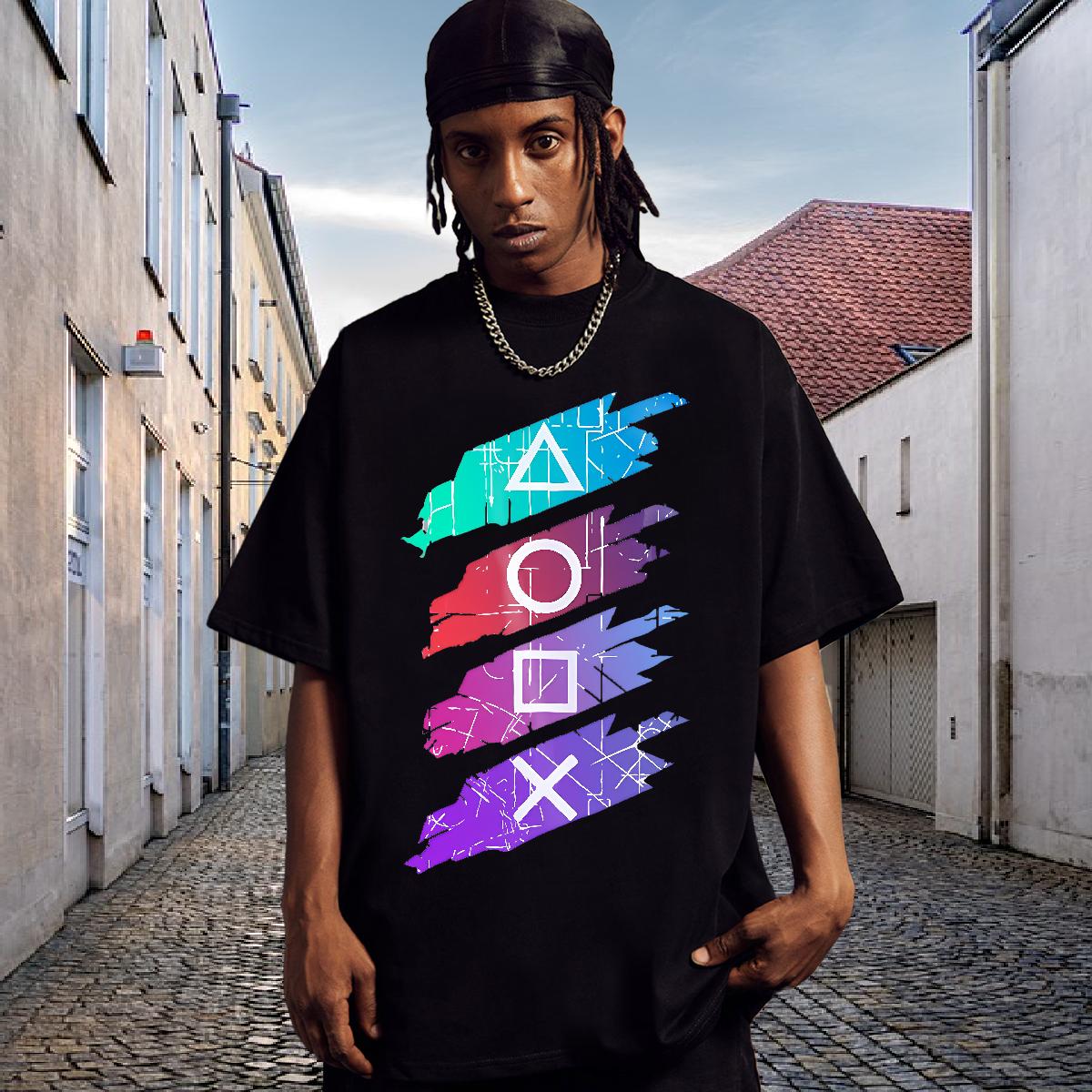Fashion Mens T Shirts Graphic Street wear Hip Hop Men Tees 180g Cotton Loose
