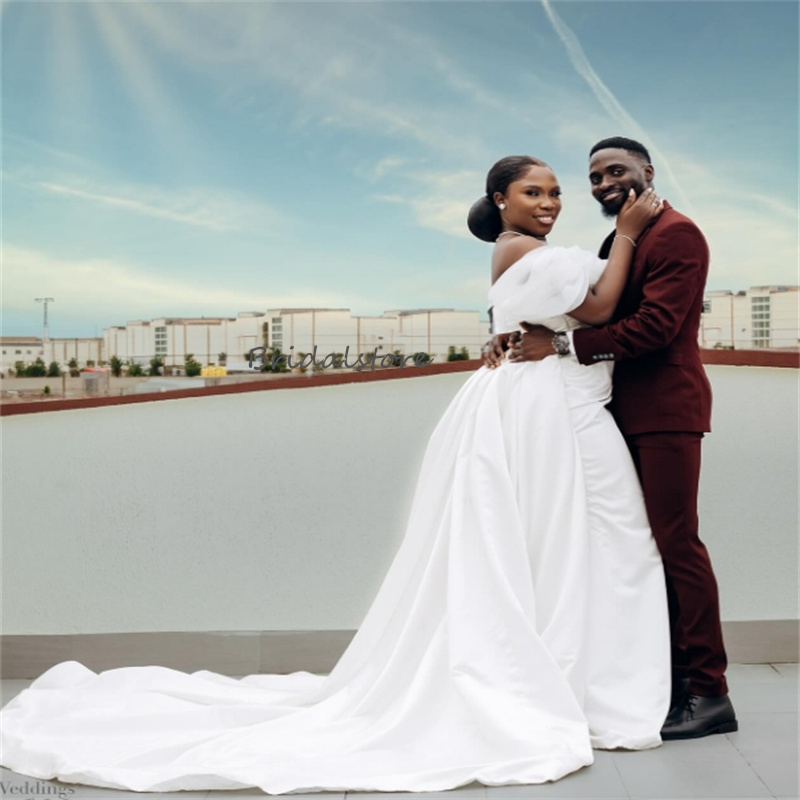 Gorgeous Mermaid Wedding Dresses With Detachable Train Elegant Beach 2 In 1 Bridal Gowns Off Shoulders Corset Plus Size African Bride Dress 2024 Vesti