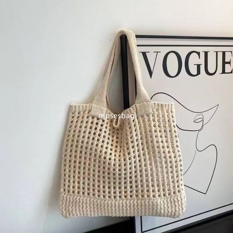 Luxury women's bags, knitted bags, fashionable minimalist woven bags, vintage tote bags, portable shopping bags, large capacity canvas shoulder b