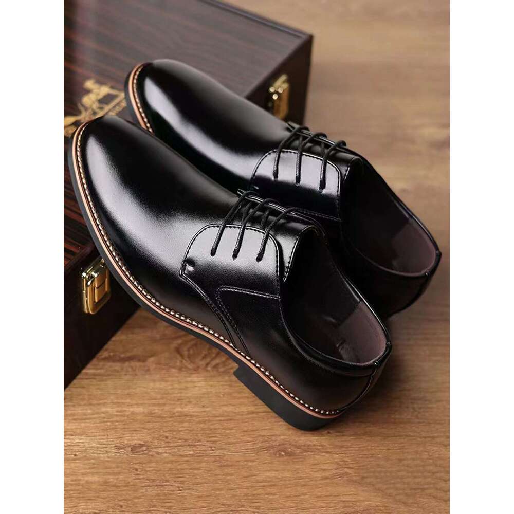 Lace Up Black Front Oxford Shoes Minimalist Round Toe Casual Men Business Ddmysaturn