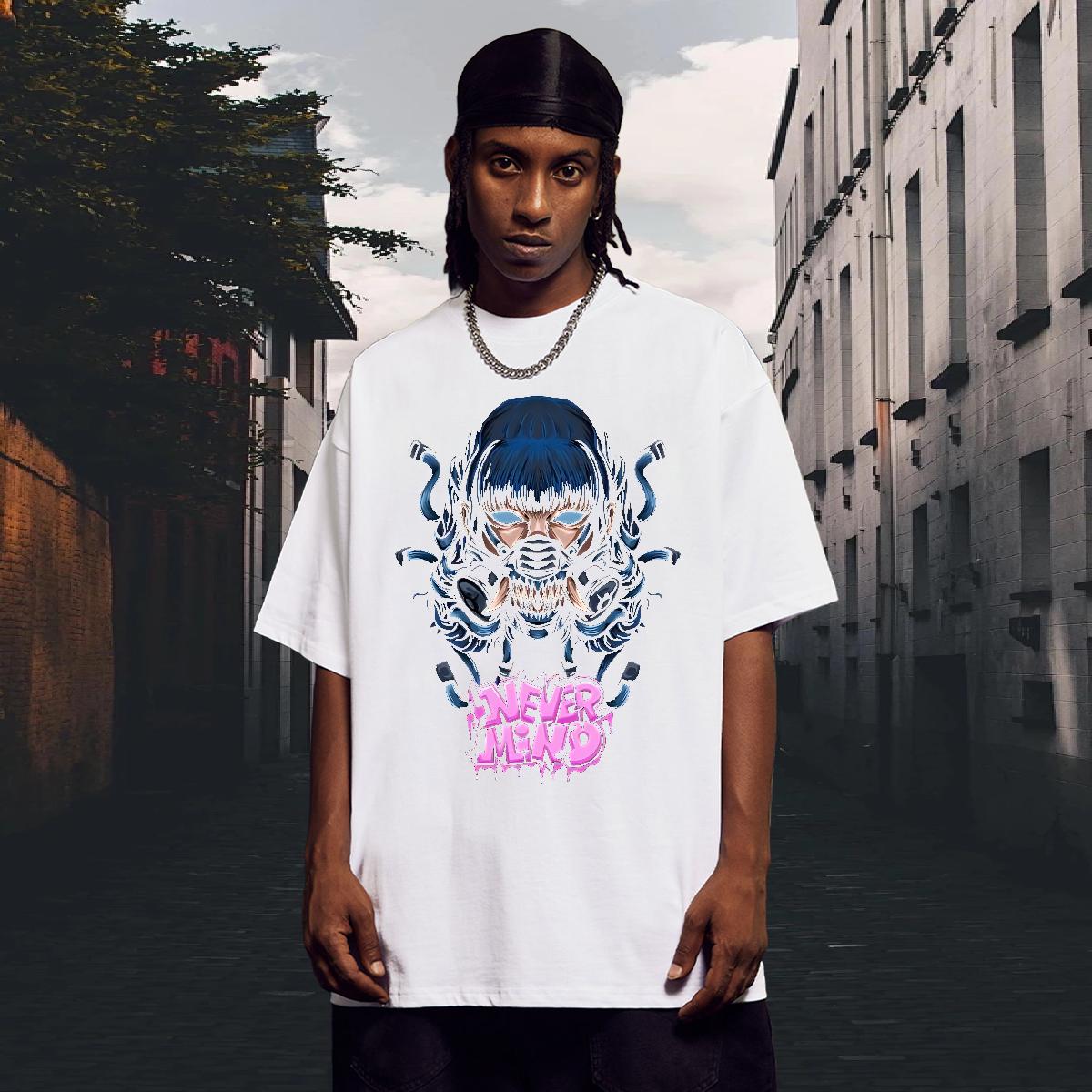 Comfortable Man T Shirts High Street Hip Hop Cotton Breathable Soft Men Tops Tees Designer Fashion Black White Clothings