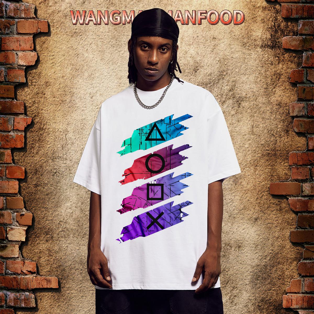 Factory Direct T Shirt For Man DIY Printed High Street Hip Hop Men Tops Tees Crew Neck Cotton Classic