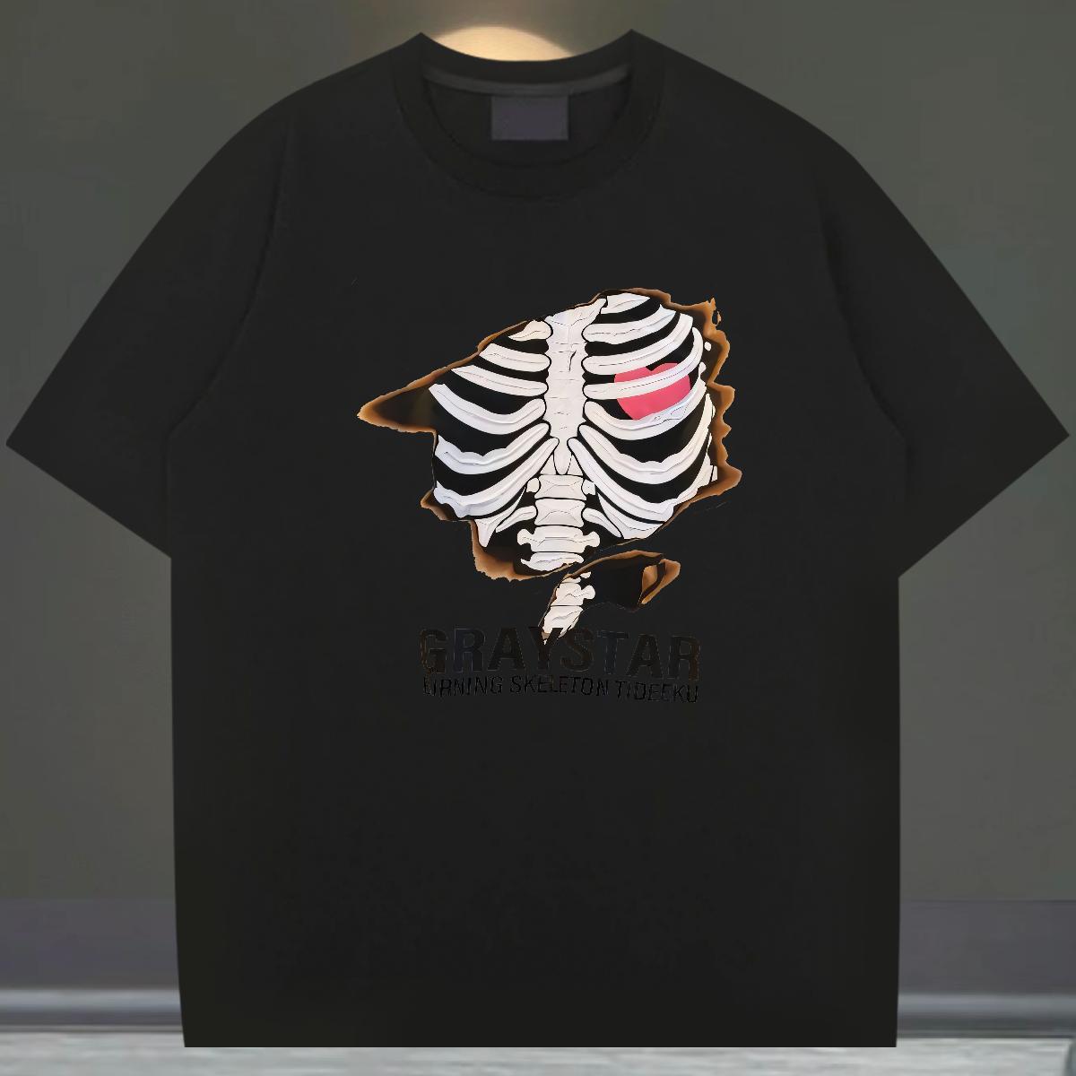 Classic Casual T shirt DIY Printed Street wear Hip Hop Tshirts Cotton O Neck Short Sleeves Loose Fit