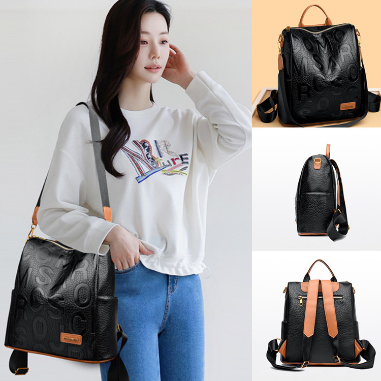 Factory wholesale womens shoulder bag light and comfortable large capacity anti theft fashion women backpack elegant retro letters leisure travel backpack 613#