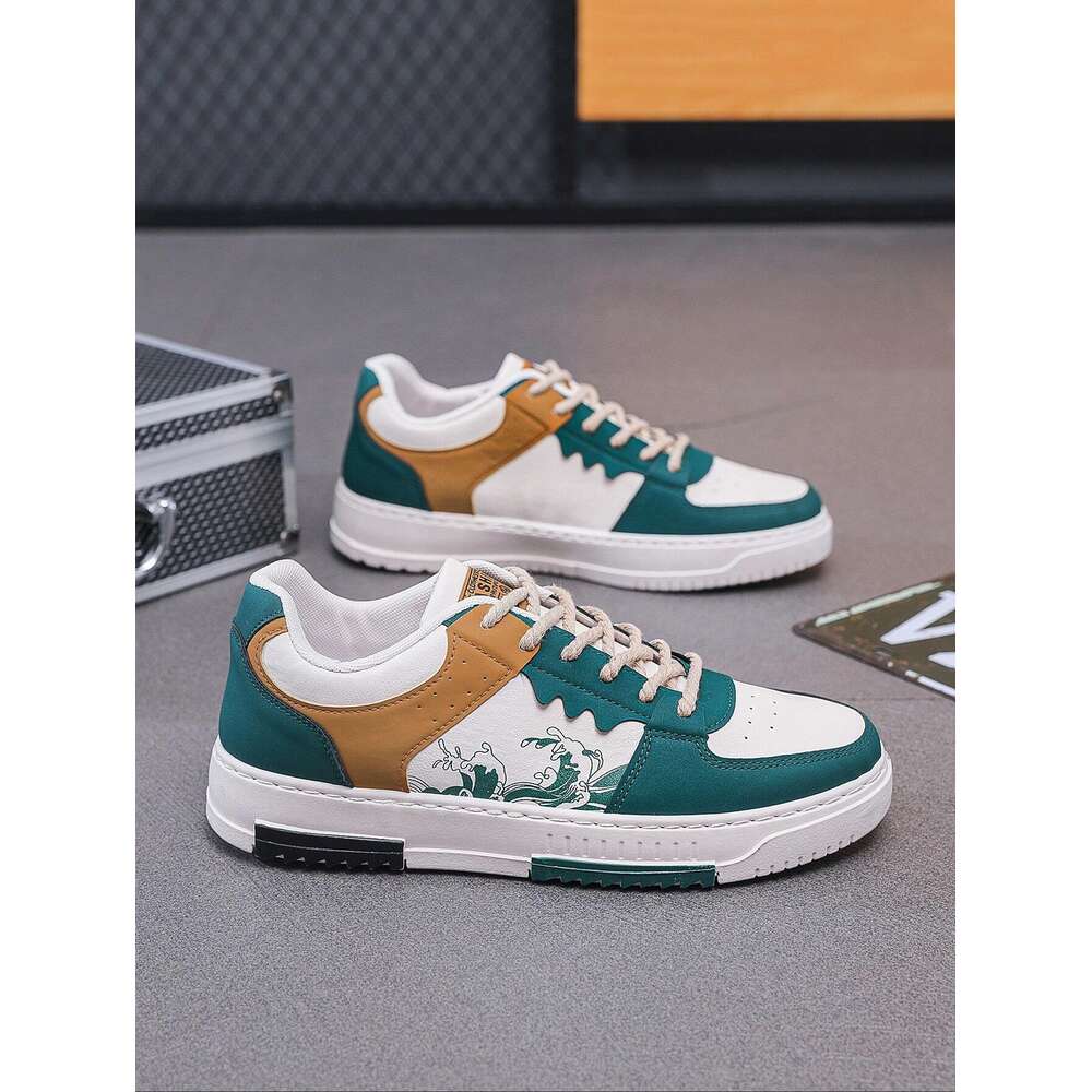 Ddmyoutdoor Men Colorblock Skate Shoes Lace Up Front Sporty Sneakers Outdoor