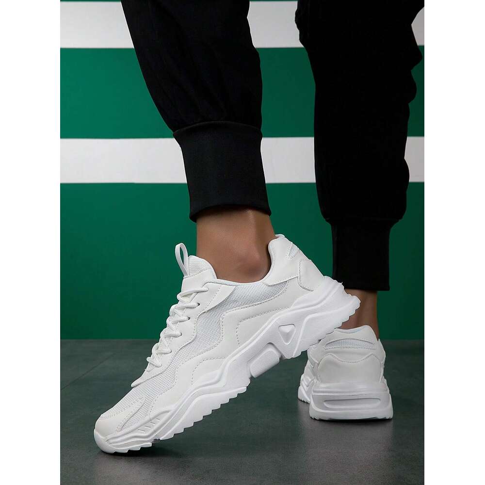 Minimalist Lace Men Up Front Sneakers Sporty Outdoor Fabric Chunky Ddmysaturn