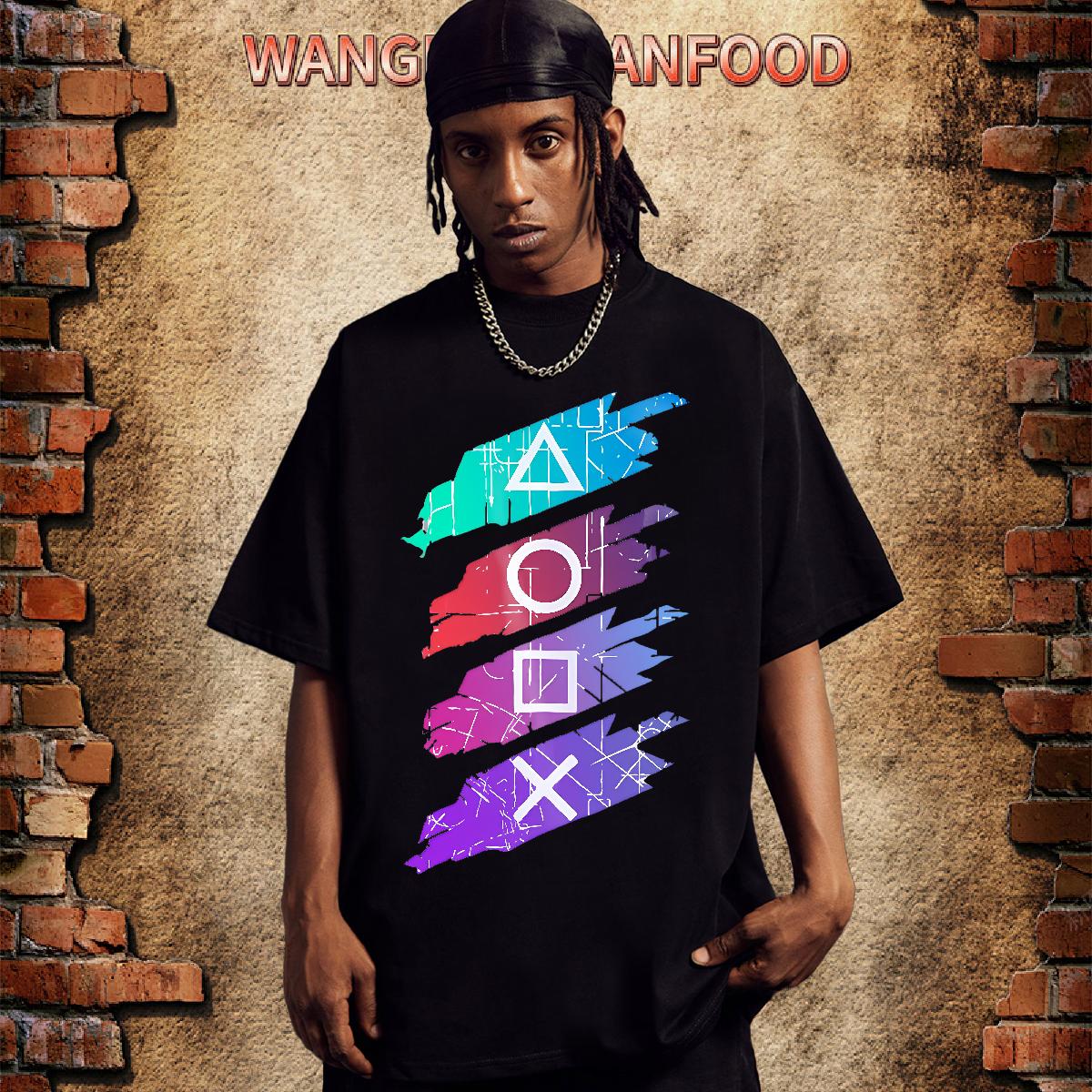 Factory Direct T Shirt For Man DIY Printed High Street Hip Hop Men Tops Tees Crew Neck Cotton Classic