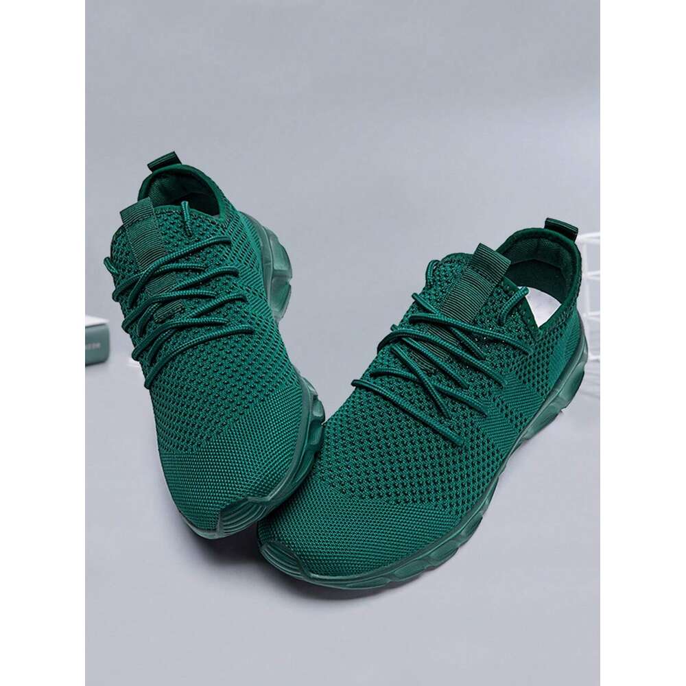 Lace Men S Up Flat Mesh Sports Training Tennis Walking Sneakers Breathable Casual Fashion Shoes For Dark Green Ddmysaturn