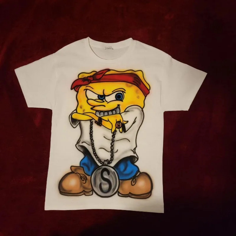 Street Vintage Cartoon Anime Print Short Sleeve T-shirt Men Y2k Harajuku Fashion Personality Sports Casual Oversized T-shirt 240530