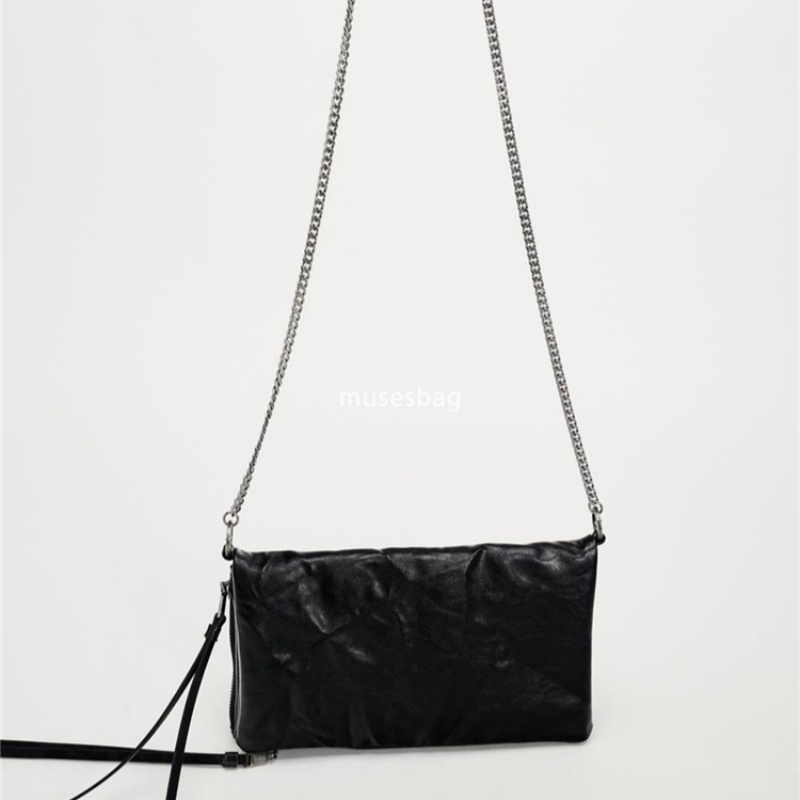 High quality and fashionable women's shoulder bag with new high-end tote bag black mini rock style wrinkle effect crossbody bag