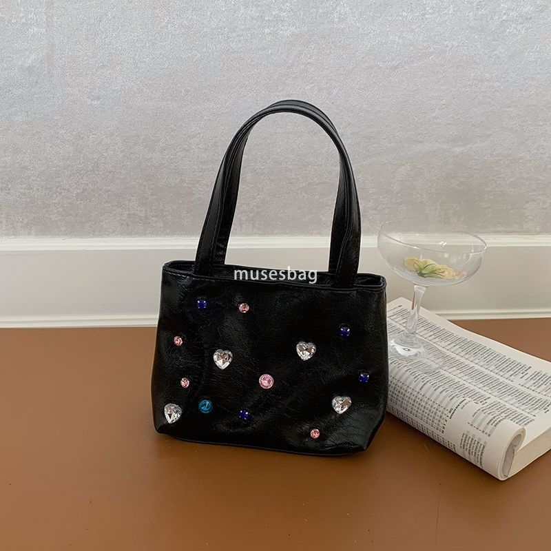 Small Handheld Water Diamond Bag for Women New Spicy Girl Style Crossbody Bag Tote Bag Instagram Silver Phone Bag Tide