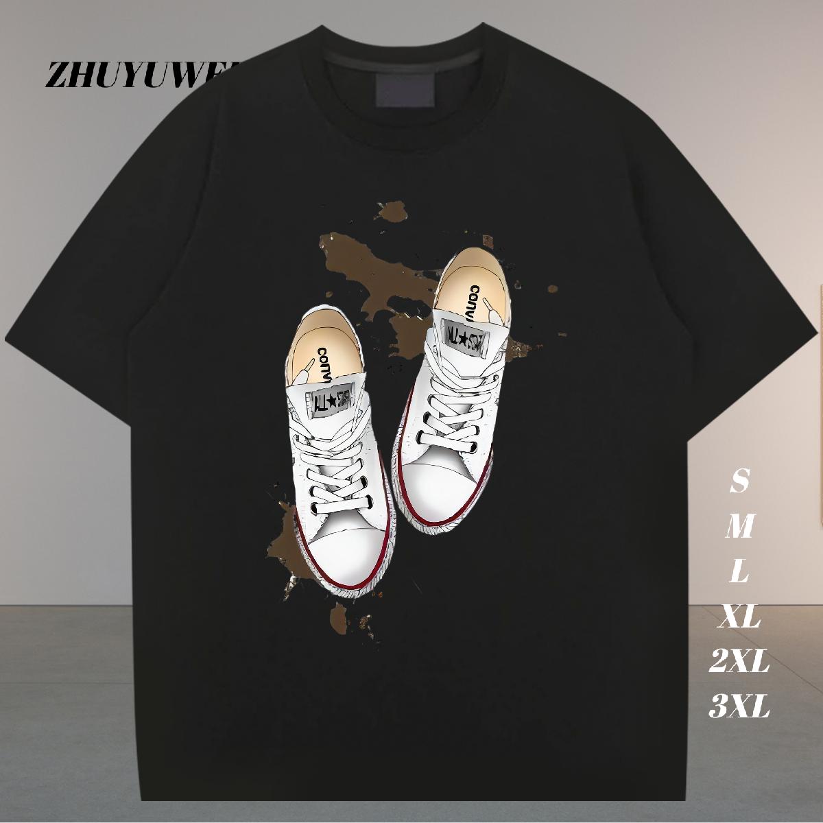 Soft Men Tshirts Cotton Breathable Soft Anime Printing Street T-Shirts for Men White Plus Size 2024 Summer Wear