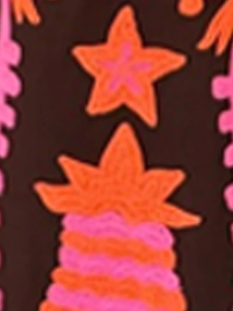 Vintage Printed Long Dress Suit Chic Round Neck Sleeveless Crop Tops High Waist Loose Dresses Set Lady Vacation Outfits 240601