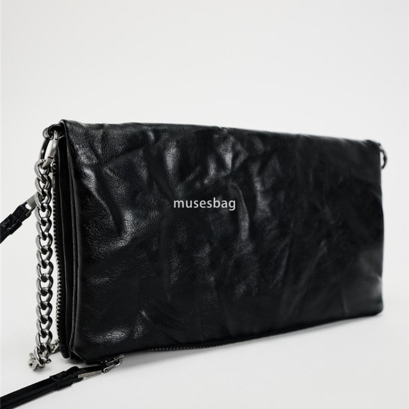High quality and fashionable women's shoulder bag with new high-end tote bag black mini rock style wrinkle effect crossbody bag