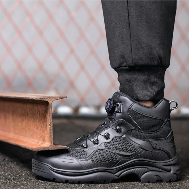 Rotating buckle mens sports shoes protective shoes lightweight safety shoes puncture resistant steel toe work boots 240606