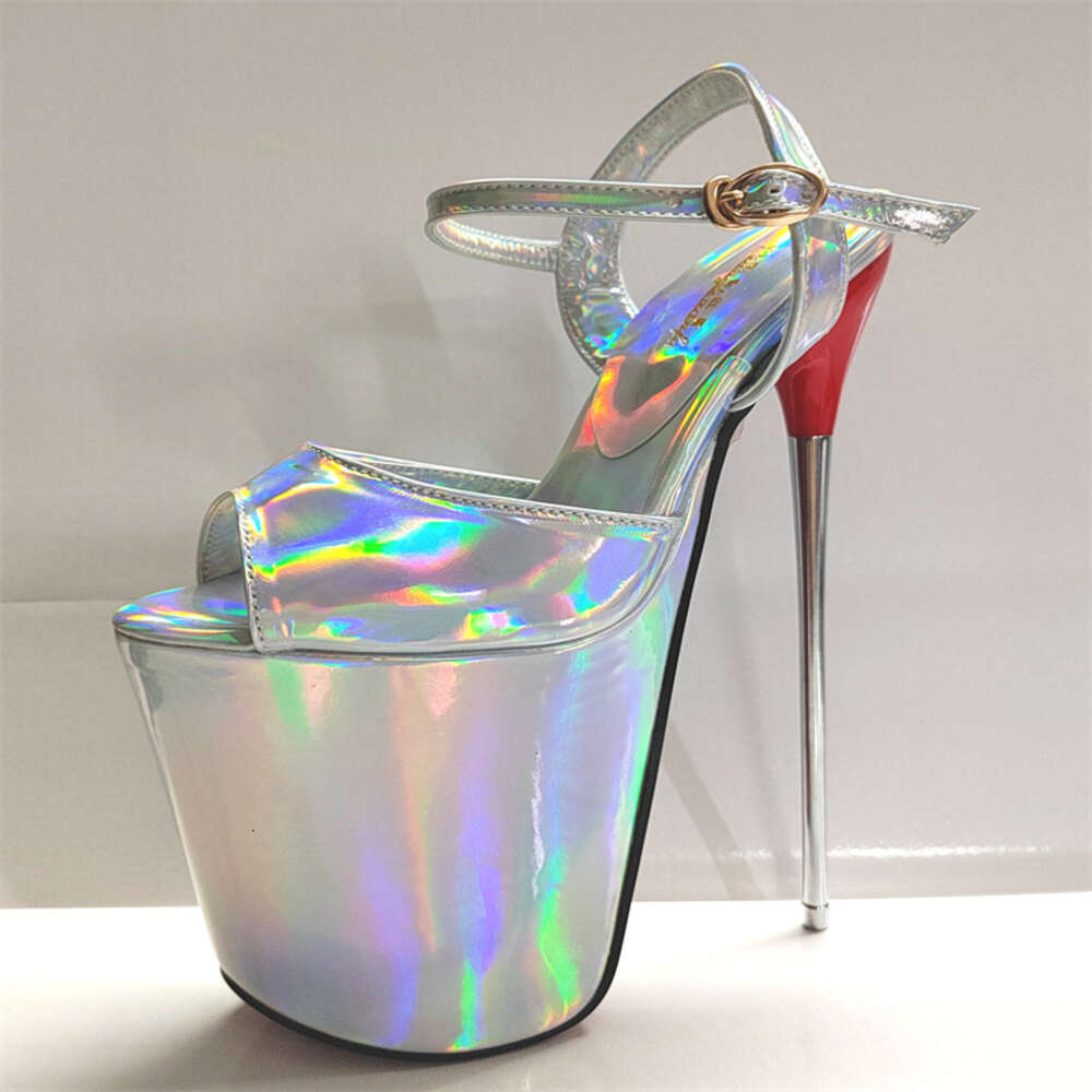 Sexy Women Sandals Summer 22Cm Stilettos Fetish Strippers Dance Shoes Platform Extreme High Heels Sier Pink Shoe