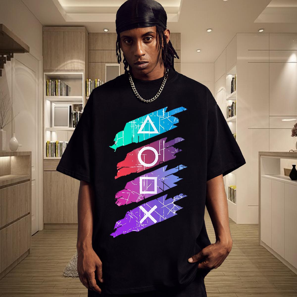 Stylist T-Shirts Custom Print Plus Size Street Casual Men Tshirts Cotton Breathable Popular